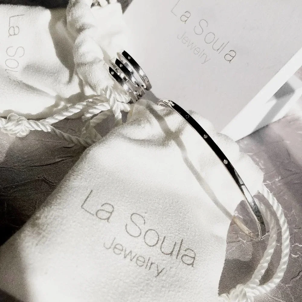 La Soula Diamond Cuff‎ Bracelet (.009 carat) & Triple Ring (.015 carat)